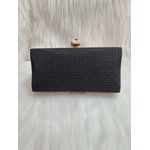 Clutch glitter trançada preta