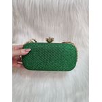 Clutch verde brilhante alça de pedras