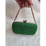 Clutch verde brilhante alça de pedras