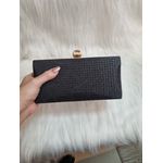 Clutch glitter trançada preta