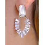 Brinco médio pérola e brilho