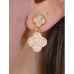 brinco duplo trevo cravejado