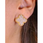 Brinco trevo cravejado