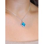 Colar trevo pedra azul