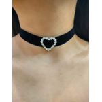Chocker veludo coração brilhoso