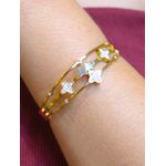 Bracelete estrelas cravejado em aço inox