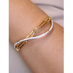 Bracelete ondas strass de aço