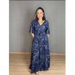 Vestido Estampado Longo Com Bolso e Faixa REF:V0606E