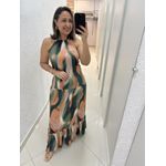 Vestido Estampado Frente Única Longo Com Babado REF:3251