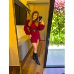 VESTIDO TRICÔ MANGA LONGA VINHO