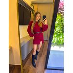 VESTIDO TRICÔ MANGA LONGA VINHO