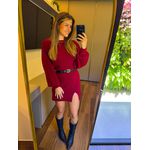 VESTIDO TRICÔ MANGA LONGA VINHO