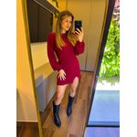 VESTIDO TRICÔ MANGA LONGA VINHO