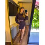 VESTIDO TRICÔ MANGA LONGA MARROM