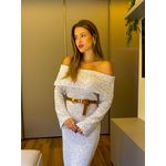 VESTIDO TRICÔ OMBRO A OMBRO OFF WHITE
