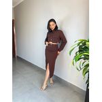 CONJUNTO FLORA MARROM