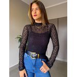 BLUSA MANGA RENDA PRETO