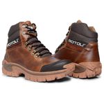 Bota Reforçada Couro Premium Street Grip Antiderrapante Conforto Extremo - Whisky
