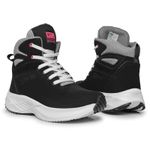 Bota Tênis Fitness Masculino Cano Alto De Couro Preto/Rosa