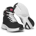 Bota Tênis Fitness Masculino Cano Alto De Couro Preto/Rosa