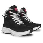 Bota Tênis Fitness Masculino Cano Alto De Couro Preto/Rosa