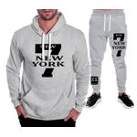 Conjunto Moletom Masculino 7 New York Blusa e Calça Cinza Claro