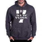 Moletom 7 New York Masculino Canguru Com Capuz Chumbo