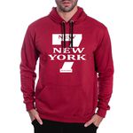 Moletom 7 New York Masculino Canguru Com Capuz Vinho