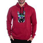Moletom Gato Dj Masculino Canguru Vinho