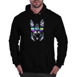 Moletom Gato Dj Masculino Canguru Preto