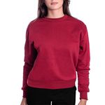 Moletom Liso Feminino Gola Redonda Vinho Benellys