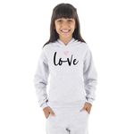 Moletom Canguru Infantil Menina Love Benellys Cinza Claro