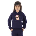 Moletom Canguru Infantil Menina Dog Pug Benellys Marinho