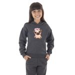 Moletom Canguru Infantil Menina Dog Pug Benellys Chumbo