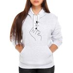 Moletom Feminino Mão Coreana Canguru Com Capuz Cinza Claro