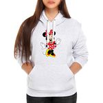 Moletom Da Minnie Feminino Canguru Com Capuz Cinza Claro
