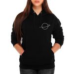 Moletom Planeta Feminino Canguru Com Capuz Preto