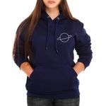 Moletom Planeta Feminino Canguru Com Capuz Marinho
