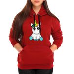 Moletom Unicornio Bebê Feminino Canguru Com Capuz Vinho
