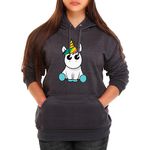 Moletom Unicornio Bebê Feminino Canguru Com Capuz Chumbo