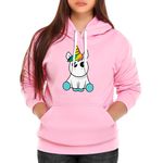 Moletom Unicornio Bebê Feminino Canguru Com Capuz Rosa Claro
