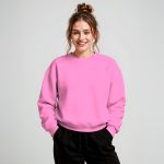 Blusa Moletom Careca Lisa Premium Slim Algodão Mácio Rosa Chiclete