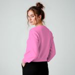 Blusa Moletom Careca Lisa Premium Slim Algodão Mácio Rosa Chiclete