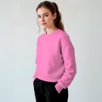 Blusa Moletom Careca Lisa Premium Slim Algodão Mácio Rosa Chiclete