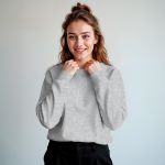 Blusa Moletom Careca Lisa Premium Slim Algodão Mácio Cinza