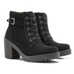 Coturno Molly Feminino Nobuck Valentina com Fechamento Lateral - Preto