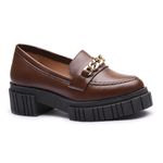 Mocassim Molly Feminino Tratorado Capuccino com Metal Dourado