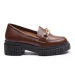 Mocassim Molly Feminino Tratorado Capuccino com Metal Dourado