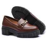 Mocassim Molly Feminino Tratorado Capuccino com Metal Dourado