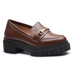 Mocassim Molly Feminino Tratorado Capuccino com Metal Dourado
